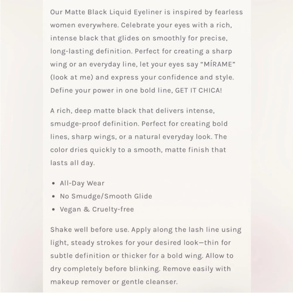 🌸 Chica Beauty Mírame Matte Black Liquid Eyeliner